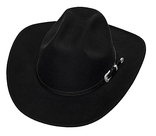 Western Cowboy Hat for Men Women - Classic Felt Wide Brim 7-7 1/4